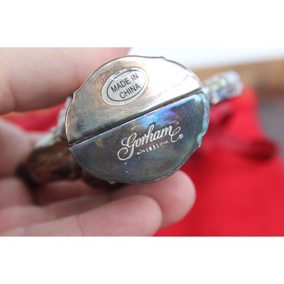 Gorham Ornament Set Silverplate Snowflakes Mini Pitcher Teapot Trio Storage Bag - Picture 11 of 16